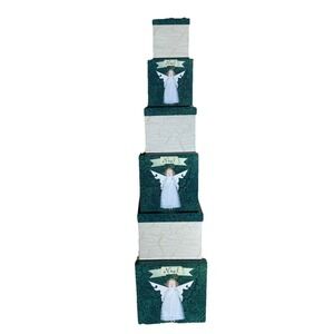 Vintage Lindy Bowman Christmas Noel Angel Nesting Boxes Set Of 6
